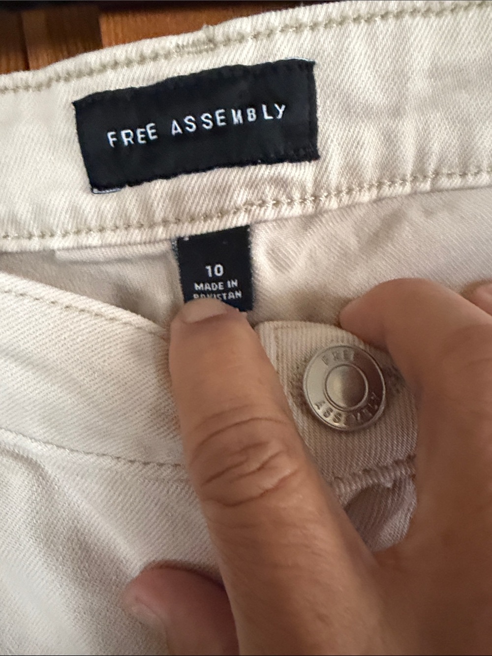 Free Assembly High-Rise Rolled Hem Jean Shorts in Cream - Picture 2 of 3